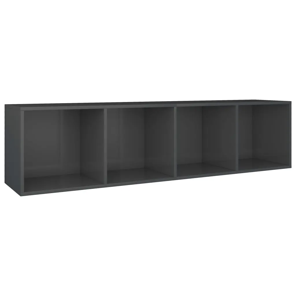 vidaXL Book Cabinet/TV Cabinet High Gloss Grey 36x30x143 cm Chipboard