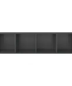 vidaXL Book Cabinet/TV Cabinet High Gloss Grey 36x30x143 cm Chipboard