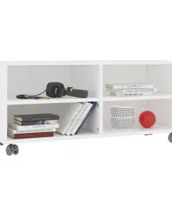 vidaXL TV Cabinet with Castors White 90x35x35 cm Chipboard