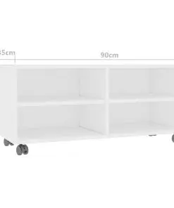 vidaXL TV Cabinet with Castors White 90x35x35 cm Chipboard