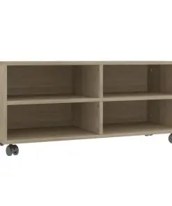 vidaXL TV Cabinet with Castors Sonoma Oak 90x35x35 cm Chipboard