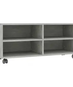 vidaXL TV Cabinet with Castors Concrete Grey 90x35x35 cm Chipboard