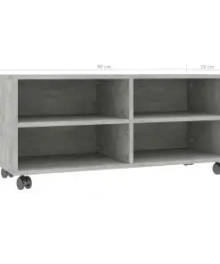vidaXL TV Cabinet with Castors Concrete Grey 90x35x35 cm Chipboard