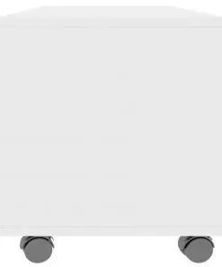 vidaXL TV Cabinet with Castors High Gloss White 90x35x35 cm Chipboard