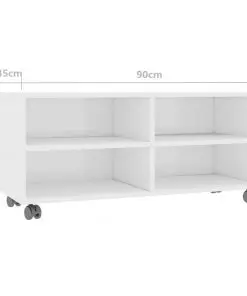 vidaXL TV Cabinet with Castors High Gloss White 90x35x35 cm Chipboard