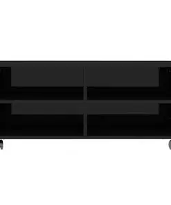vidaXL TV Cabinet with Castors High Gloss Black 90x35x35 cm Chipboard