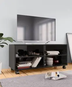 vidaXL TV Cabinet with Castors High Gloss Black 90x35x35 cm Chipboard vidaXL TV Cabinet with Castors High Gloss Black 90x35x35 cm Chipboard