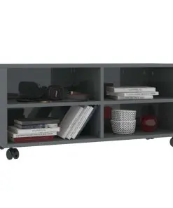 vidaXL TV Cabinet with Castors High Gloss Grey 90x35x35 cm Chipboard
