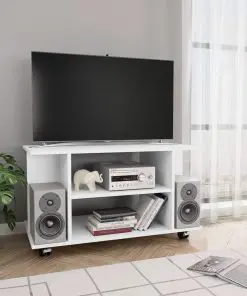 vidaXL TV Cabinet with Castors White 80x40x40 cm Chipboard