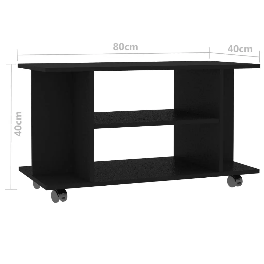 vidaXL TV Cabinet with Castors Black 80x40x40 cm Chipboard