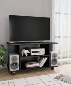 vidaXL TV Cabinet with Castors Black 80x40x40 cm Chipboard