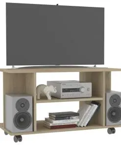 vidaXL TV Cabinet with Castors Sonoma Oak 80x40x40 cm Chipboard
