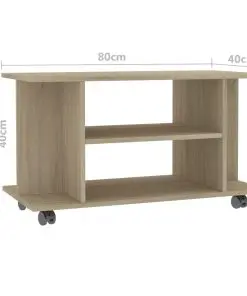 vidaXL TV Cabinet with Castors Sonoma Oak 80x40x40 cm Chipboard