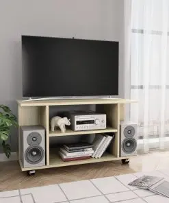 vidaXL TV Cabinet with Castors Sonoma Oak 80x40x40 cm Chipboard vidaXL TV Cabinet with Castors Sonoma Oak 80x40x40 cm Chipboard