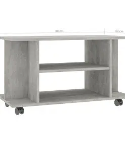 vidaXL TV Cabinet with Castors Concrete Grey 80x40x40 cm Chipboard