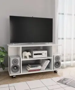 vidaXL TV Cabinet with Castors High Gloss White 80x40x40 cm Chipboard