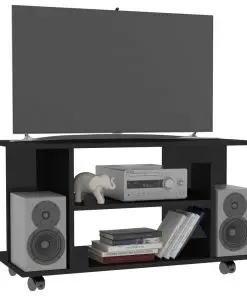 vidaXL TV Cabinet with Castors High Gloss Black 80x40x40 cm Chipboard