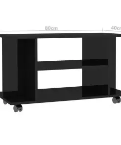 vidaXL TV Cabinet with Castors High Gloss Black 80x40x40 cm Chipboard