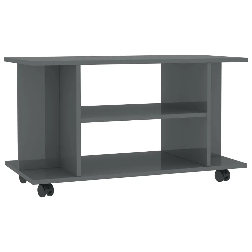 vidaXL TV Cabinet with Castors High Gloss Grey 80x40x40 cm Chipboard