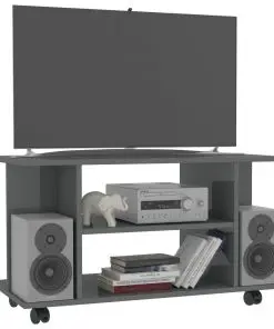 vidaXL TV Cabinet with Castors High Gloss Grey 80x40x40 cm Chipboard