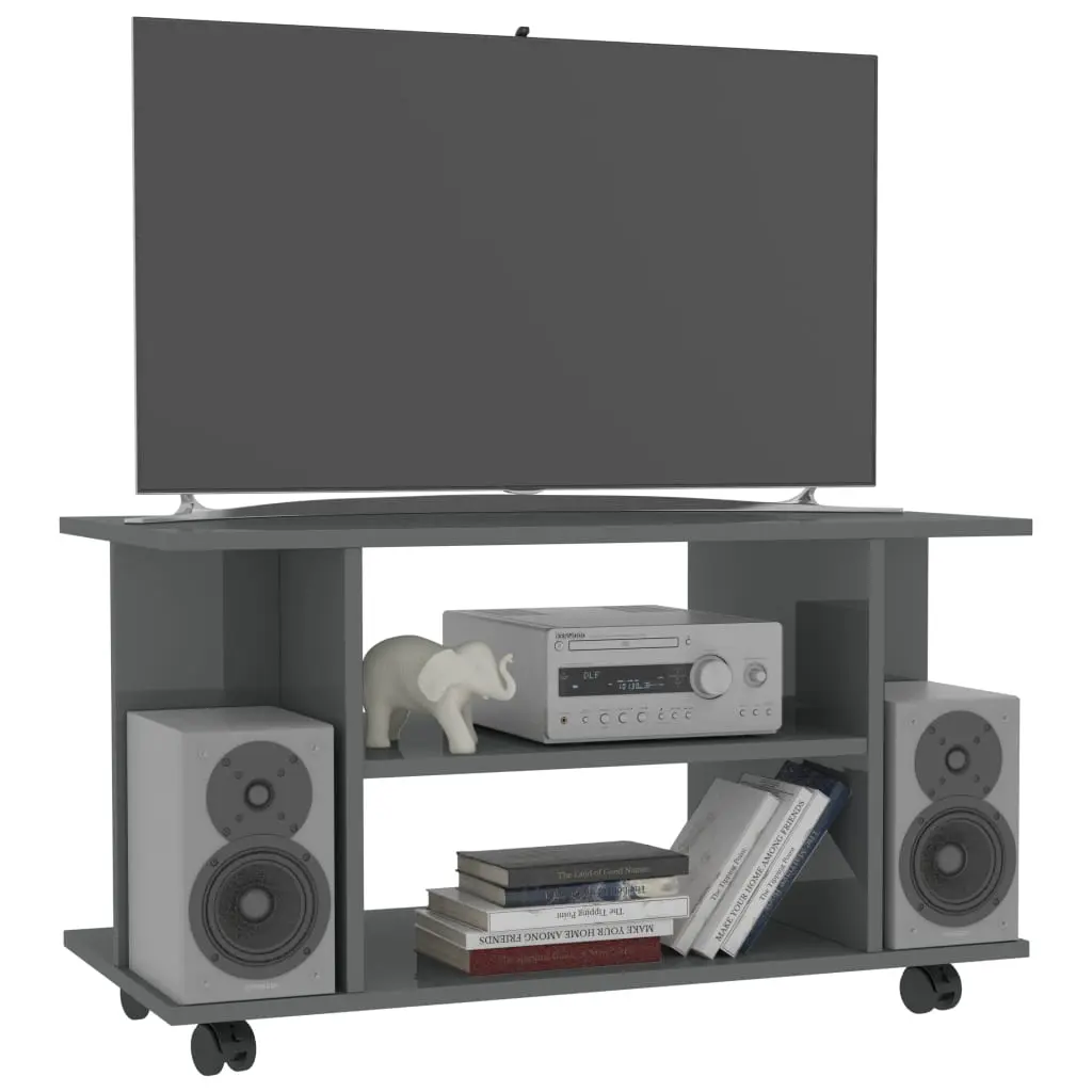 vidaXL TV Cabinet with Castors High Gloss Grey 80x40x40 cm Chipboard