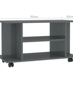 vidaXL TV Cabinet with Castors High Gloss Grey 80x40x40 cm Chipboard