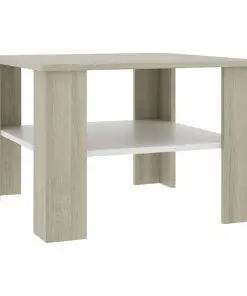 vidaXL Coffee Table White and Sonoma Oak 60x60x42 cm Chipboard