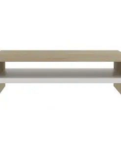 vidaXL Monitor Stand White and Sonoma Oak 42x24x13 cm Chipboard