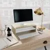vidaXL Monitor Stand White and Sonoma Oak 42x24x13 cm Chipboard