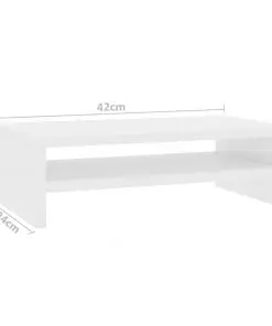 vidaXL Monitor Stand High Gloss White 42x24x13 cm Chipboard