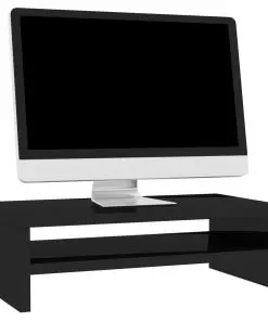 vidaXL Monitor Stand High Gloss Black 42x24x13 cm Chipboard