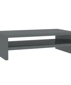vidaXL Monitor Stand High Gloss Grey 42x24x13 cm Chipboard