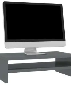 vidaXL Monitor Stand High Gloss Grey 42x24x13 cm Chipboard