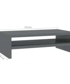 vidaXL Monitor Stand High Gloss Grey 42x24x13 cm Chipboard