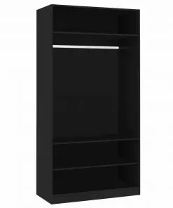 vidaXL Wardrobe Black 100x50x200 cm Chipboard
