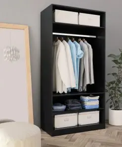 vidaXL Wardrobe Black 100x50x200 cm Chipboard