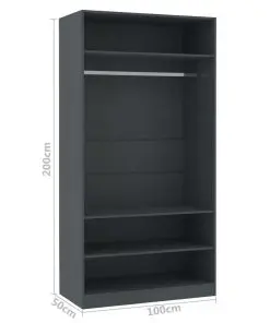 vidaXL Wardrobe Grey 100x50x200 cm Chipboard