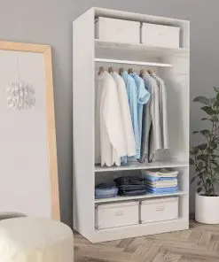 vidaXL Wardrobe High Gloss White 100x50x200 cm Chipboard