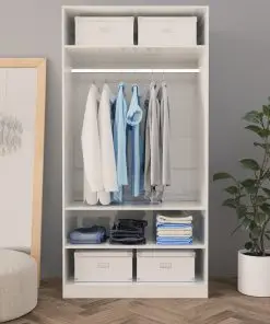 vidaXL Wardrobe High Gloss White 100x50x200 cm Chipboard
