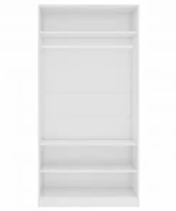 vidaXL Wardrobe High Gloss White 100x50x200 cm Chipboard