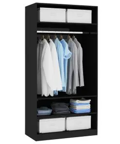 vidaXL Wardrobe High Gloss Black 100x50x200 cm Chipboard