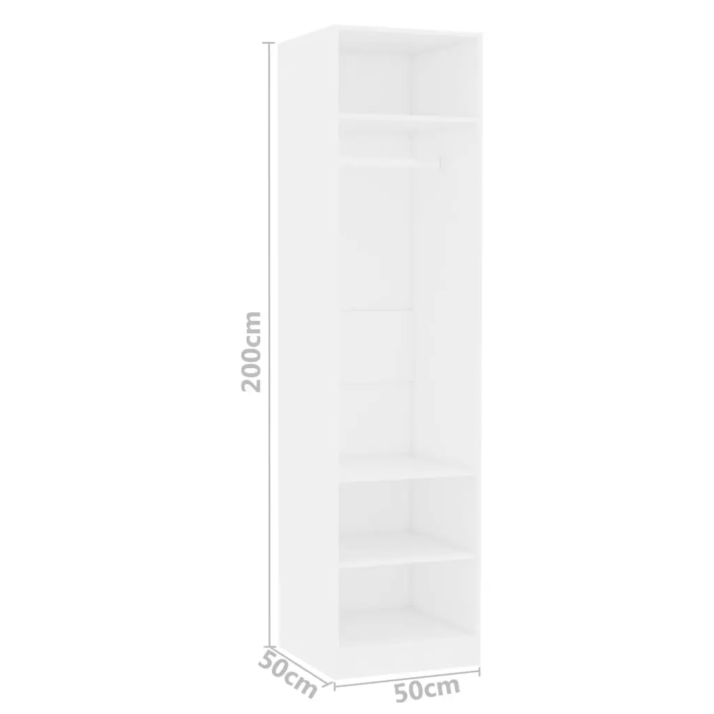 vidaXL Wardrobe White 50x50x200 cm Chipboard