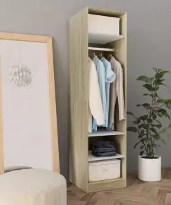 vidaXL Wardrobe White and Sonoma Oak 50x50x200 cm Chipboard
