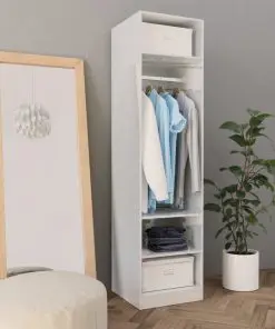 vidaXL Wardrobe High Gloss White 50x50x200 cm Chipboard