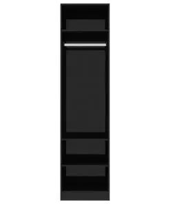 vidaXL Wardrobe High Gloss Black 50x50x200 cm Chipboard
