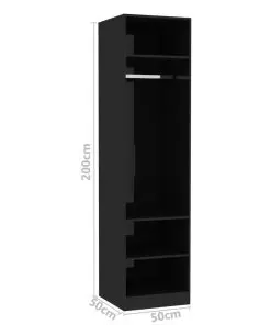 vidaXL Wardrobe High Gloss Black 50x50x200 cm Chipboard