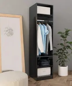 vidaXL Wardrobe High Gloss Black 50x50x200 cm Chipboard
