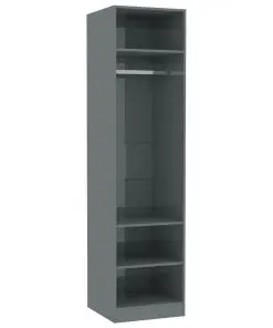 vidaXL Wardrobe High Gloss Grey 50x50x200 cm Chipboard