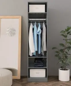 vidaXL Wardrobe High Gloss Grey 50x50x200 cm Chipboard