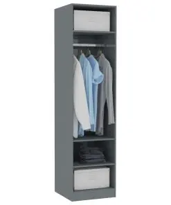 vidaXL Wardrobe High Gloss Grey 50x50x200 cm Chipboard